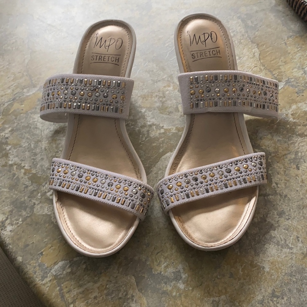 Women’s size 8 1/2 Impo stone embellished slides